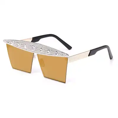 Fashion Big Frame Rhinestone Decoration Sunglasses