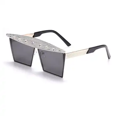 Fashion Big Frame Rhinestone Decoration Sunglasses