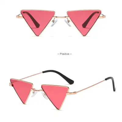 Unique Triangle Small Frame Metal Sunglasses Fashion Street Style for Men Women