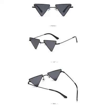 Unique Triangle Small Frame Metal Sunglasses Fashion Street Style for Men Women