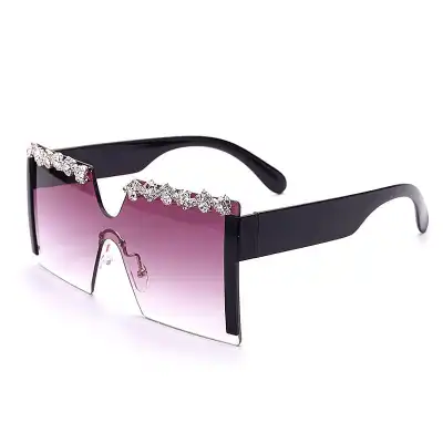 Fashion Rimless Rhinestone Decoration Sunglasses