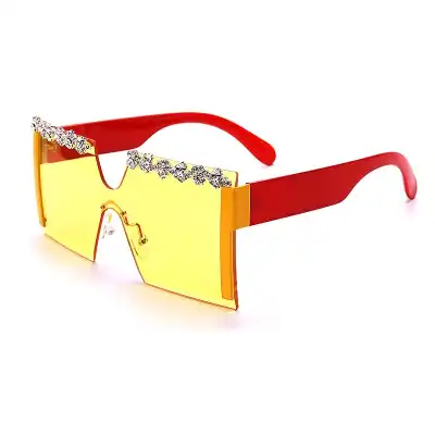 Fashion Rimless Rhinestone Decoration Sunglasses