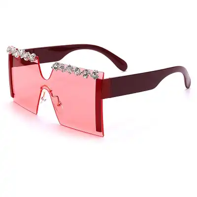 Fashion Rimless Rhinestone Decoration Sunglasses