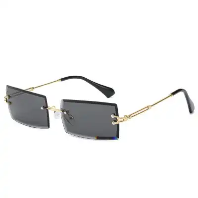 Fashion Rimless Square Gradient Sunglasses with Metal Frame