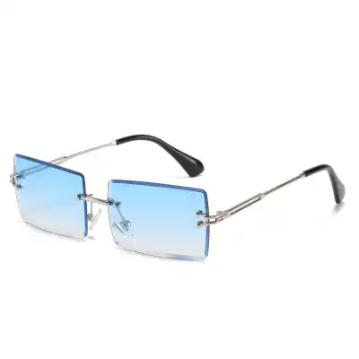 Fashion Rimless Square Gradient Sunglasses with Metal Frame