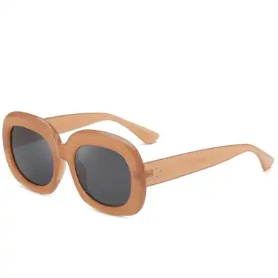 Fashion Big Frame Rivet Decoration Oval Sunglasses