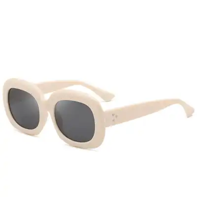 Fashion Big Frame Rivet Decoration Oval Sunglasses