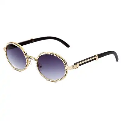 Fashion Rhinestone Decorated Oval Frame Sunglasses