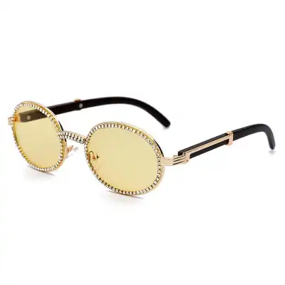 Fashion Rhinestone Decorated Oval Frame Sunglasses