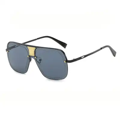 Fashion Big Frame One-piece Metal Sunglasses