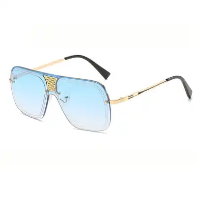 Fashion Big Frame One-piece Metal Sunglasses