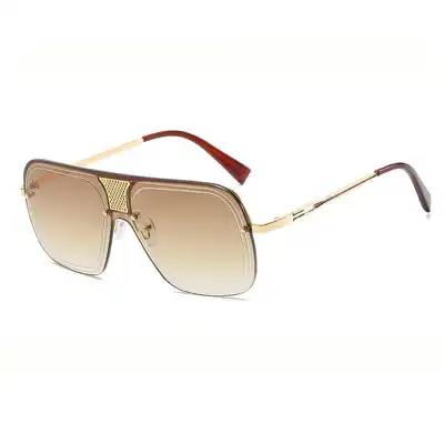 Fashion Big Frame One-piece Metal Sunglasses