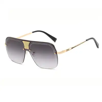Fashion Big Frame One-piece Metal Sunglasses