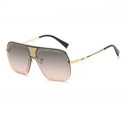 Fashion Big Frame One-piece Metal Sunglasses