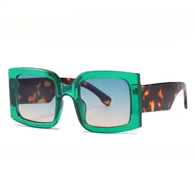 Fashion Square Frame Wide Temple Personality Sunglasses