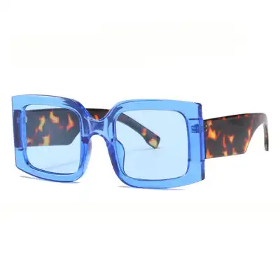 Fashion Square Frame Wide Temple Personality Sunglasses