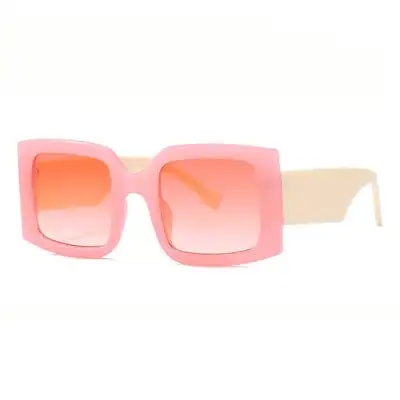 Fashion Square Frame Wide Temple Personality Sunglasses