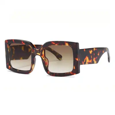Fashion Square Frame Wide Temple Personality Sunglasses