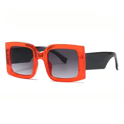 Fashion Square Frame Wide Temple Personality Sunglasses