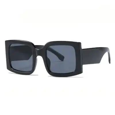 Fashion Square Frame Wide Temple Personality Sunglasses