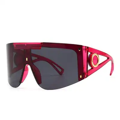 Fashion Big Frame One-piece Sunglasses Metal PC UV Protection