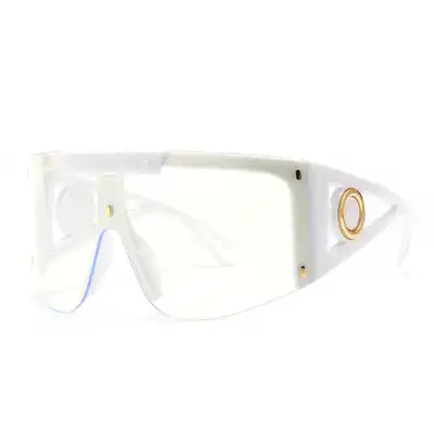 Fashion Big Frame One-piece Sunglasses Metal PC UV Protection