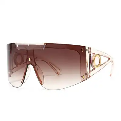 Fashion Big Frame One-piece Sunglasses Metal PC UV Protection