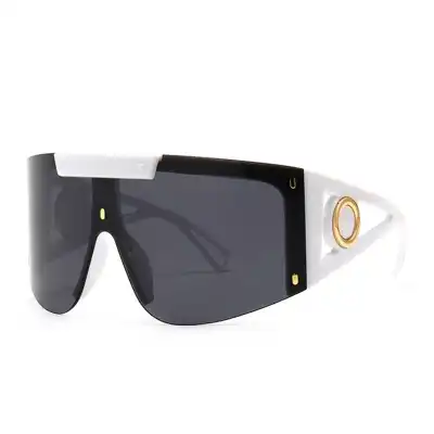 Fashion Big Frame One-piece Sunglasses Metal PC UV Protection