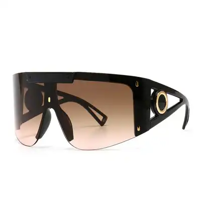 Fashion Big Frame One-piece Sunglasses Metal PC UV Protection