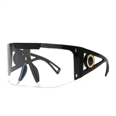 Fashion Big Frame One-piece Sunglasses Metal PC UV Protection