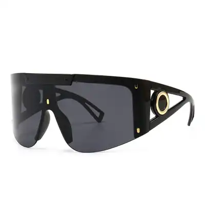 Fashion Big Frame One-piece Sunglasses Metal PC UV Protection