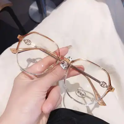 Fashion Oversized Geometric Frame Plano Lens Glasses