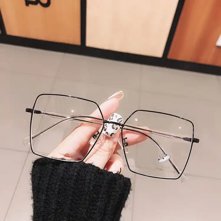 Fashion Big Square Frame With Plano Lens Glasses