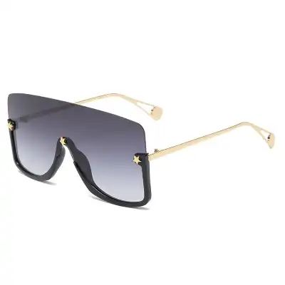 Fashion Big Frame One-piece Metal Sunglasses