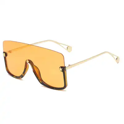 Fashion Big Frame One-piece Metal Sunglasses