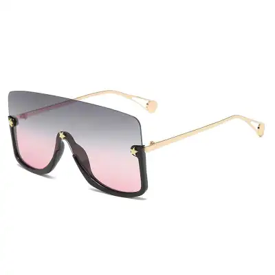 Fashion Big Frame One-piece Metal Sunglasses