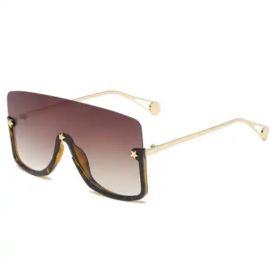 Fashion Big Frame One-piece Metal Sunglasses