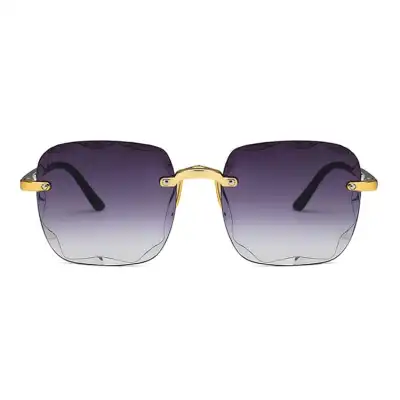 Fashion Square Rimless Sunglasses with Resin Lens and PC Frame