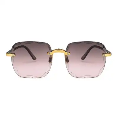 Fashion Square Rimless Sunglasses with Resin Lens and PC Frame