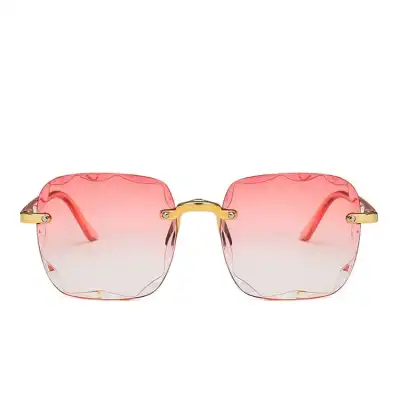 Fashion Square Rimless Sunglasses with Resin Lens and PC Frame