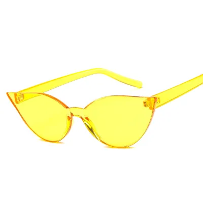 Fashion One-piece Rimless Solid Color Cat Eye Sunglasses