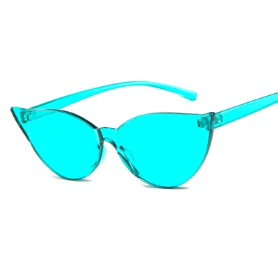 Fashion One-piece Rimless Solid Color Cat Eye Sunglasses