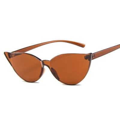 Fashion One-piece Rimless Solid Color Cat Eye Sunglasses