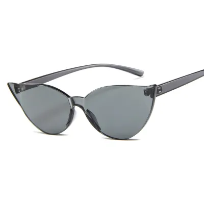 Fashion One-piece Rimless Solid Color Cat Eye Sunglasses