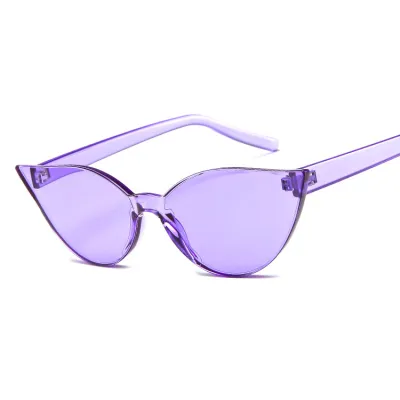 Fashion One-piece Rimless Solid Color Cat Eye Sunglasses