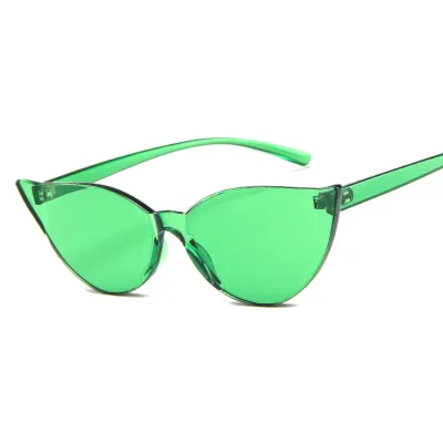 Fashion One-piece Rimless Solid Color Cat Eye Sunglasses