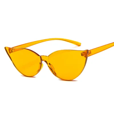 Fashion One-piece Rimless Solid Color Cat Eye Sunglasses