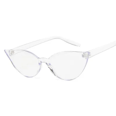 Fashion One-piece Rimless Solid Color Cat Eye Sunglasses