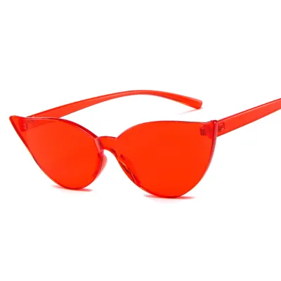 Fashion One-piece Rimless Solid Color Cat Eye Sunglasses