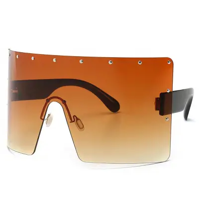 Fashion Square Oversized One-piece Sunglasses with PC Lens